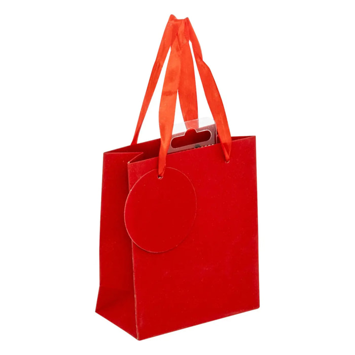 Sac cadeau paillettes taille mini rouge