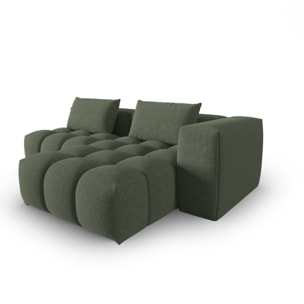 Canapé d'angle droit modulable "Lorella" 3 places en tissu structurel vert olive foncé