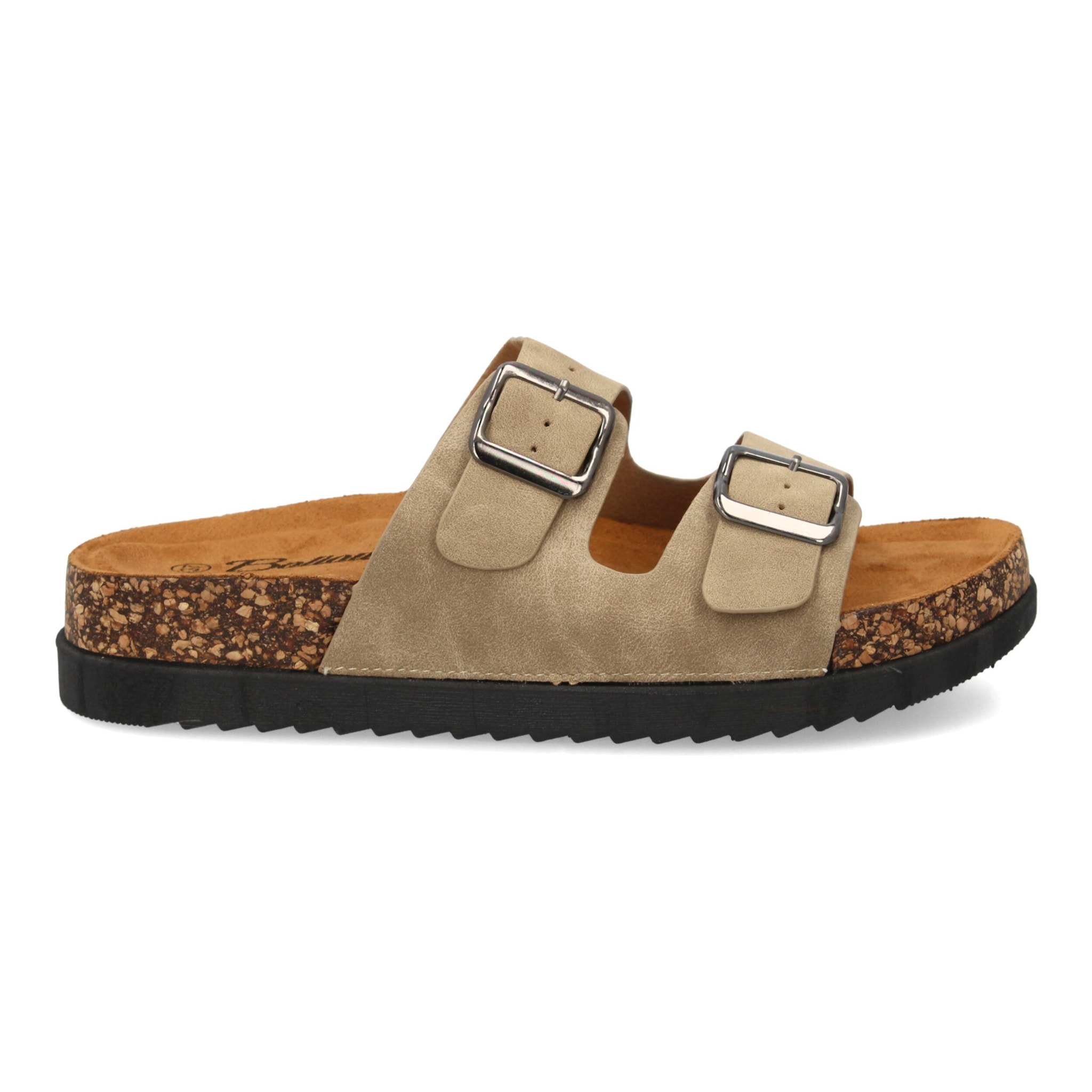 Sandalia mujer suela bio con doble hebilla.
