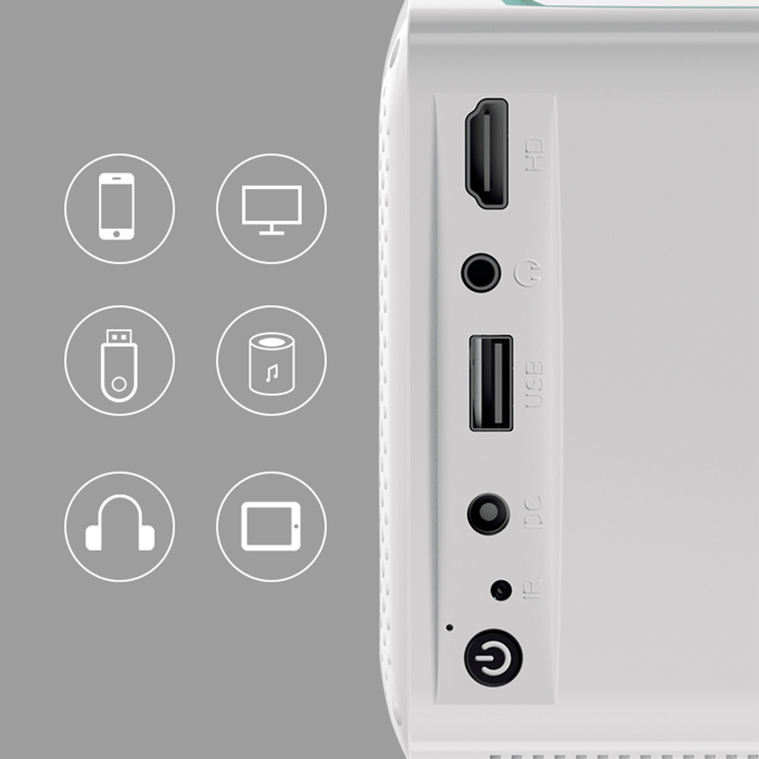 Proyector de video para niños, con entradas HDMI y USB. Resolución compatible HD1080P.