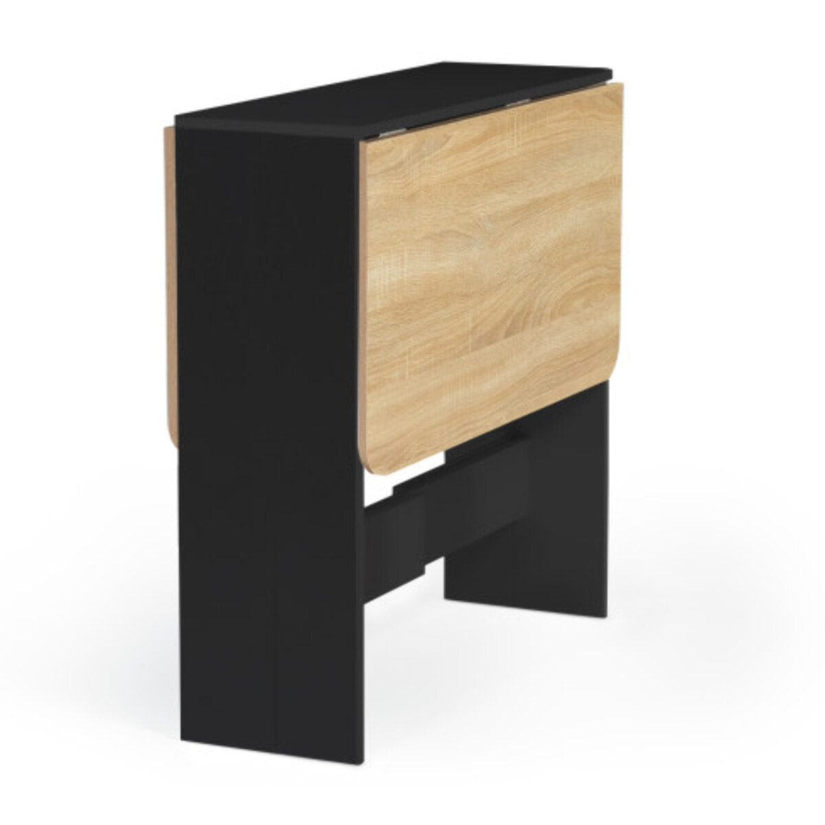 Table à manger carrée dépliable Edi bois et noir