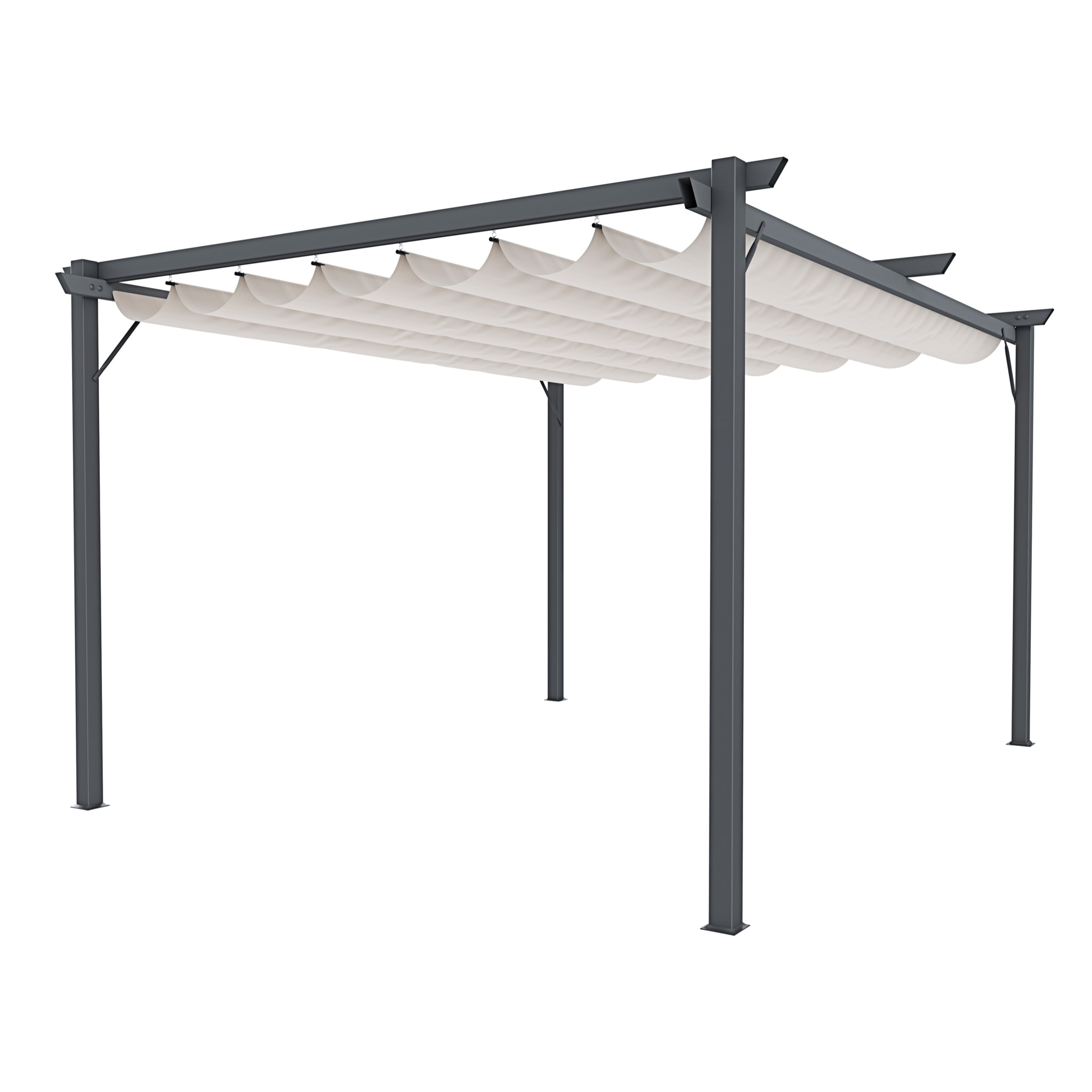 Gazebo Pergola 3x4 M Pergolato Telo Impermeabile Retrattile Struttura In Acciaio Giardino Terrazzo Piscina Esterno Fiere Campeggio Design Beige