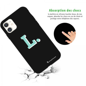 Coque iPhone 11 Silicone Liquide Douce noir Initiale L La Coque Francaise.