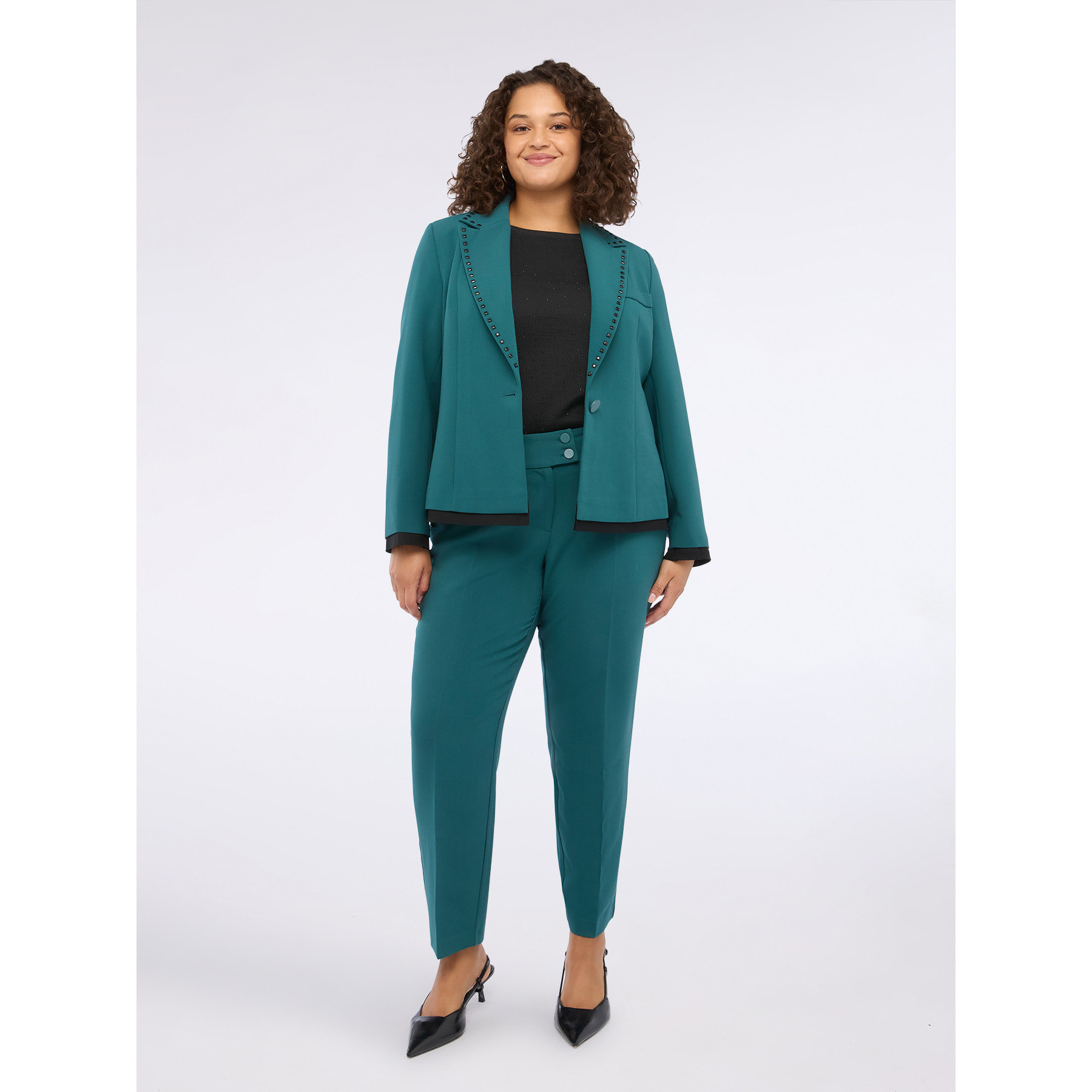 Fiorella Rubino - Blazer con borchie sui revers - Ottanio