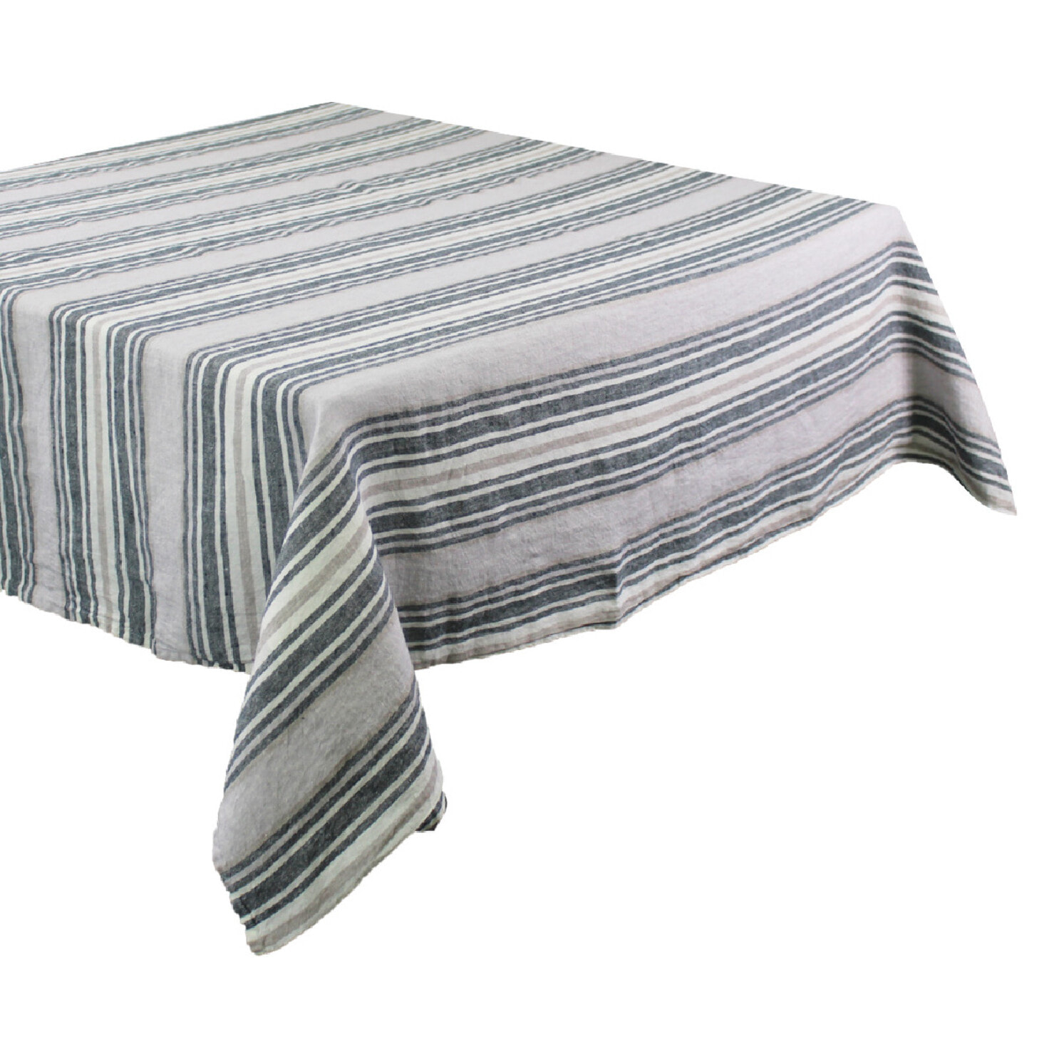 Nappe pur lin lavé 200 g/m² rayé gris Sombrilla gris