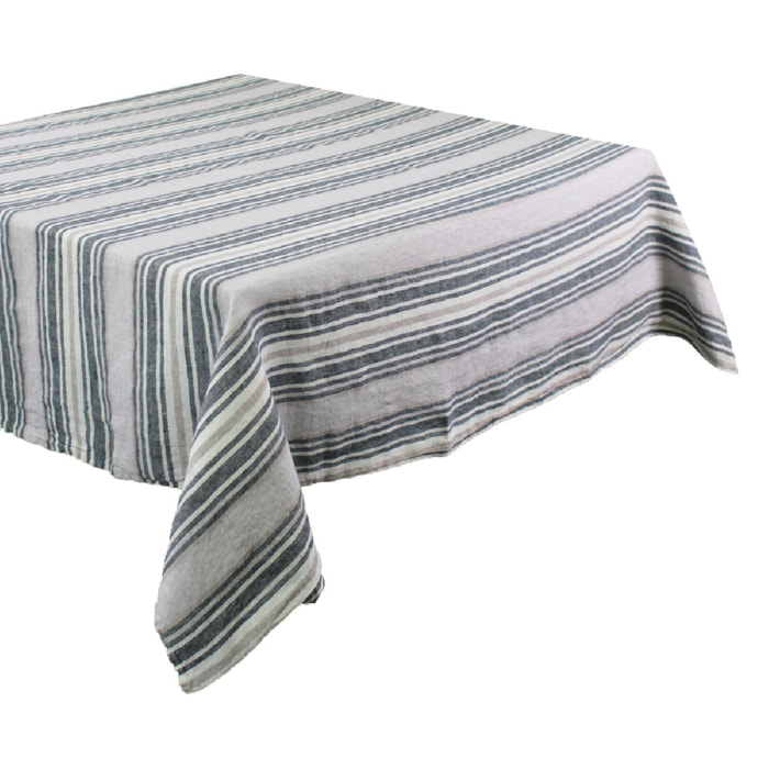 Nappe pur lin lavé 200 g/m² rayé gris Sombrilla gris