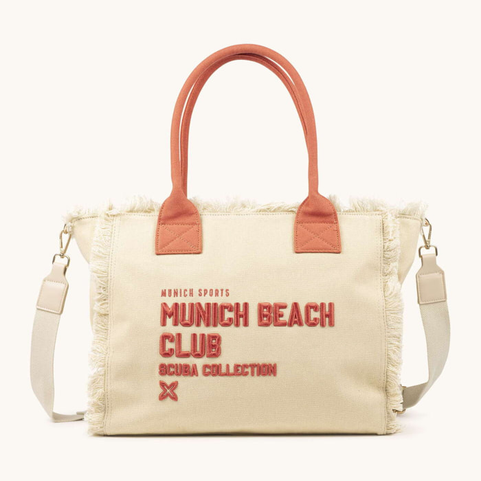 Bolso Shopper Color Arena de Algodón Reciclado con Flecos SCUBA SAND SHOPPER