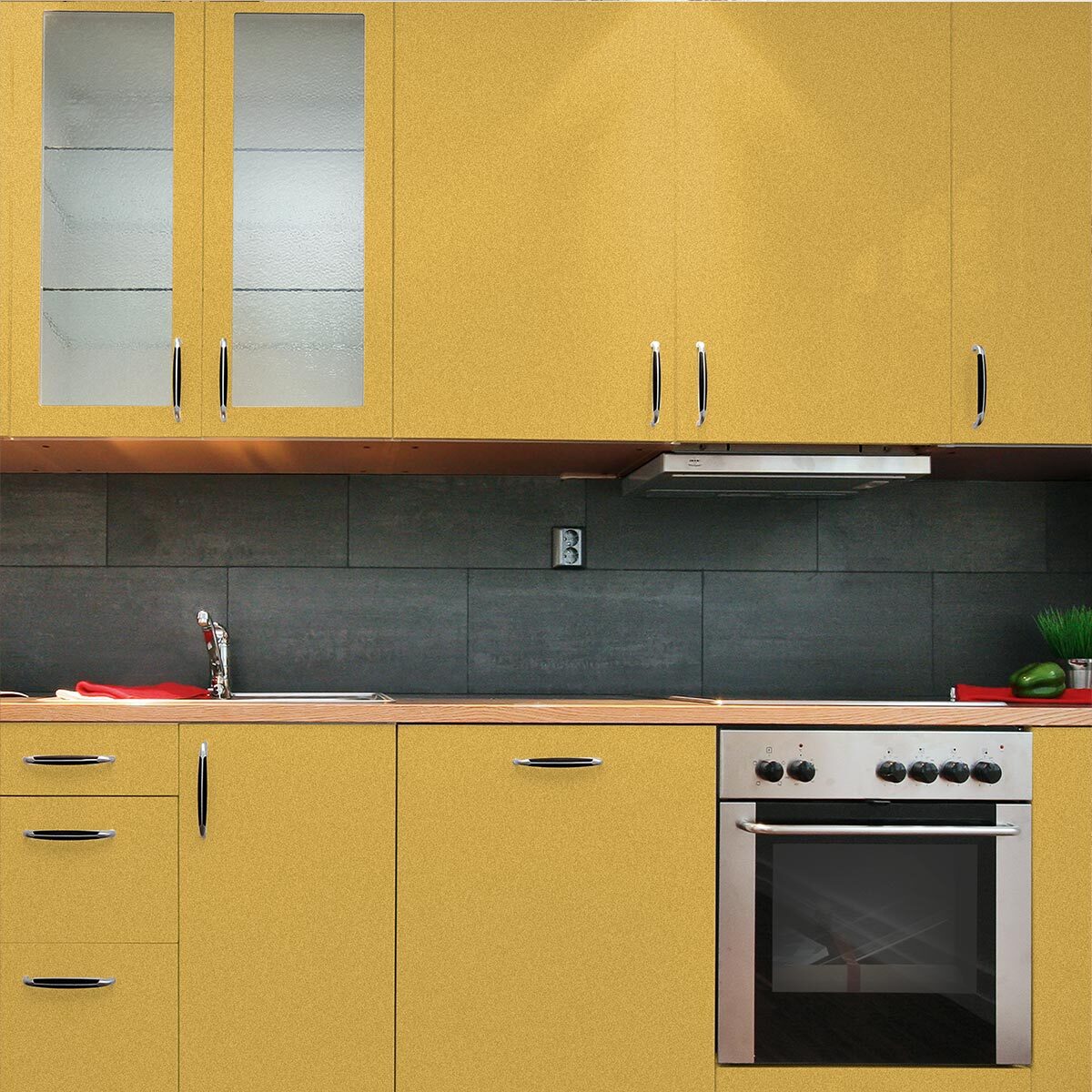 Rouleau adhésif décoratif Vinyle au Mètre - Or - Sticker Lavable Imperméable Mur Cuisine Meubles
