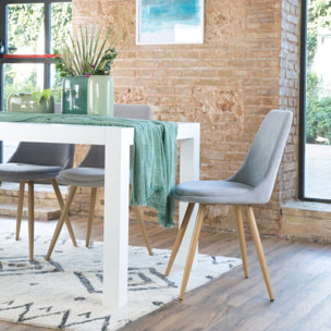 Pack de 4 chaises -tissu et bois, pieds métaliques-couleur gris 47 x 87 x 51 cm