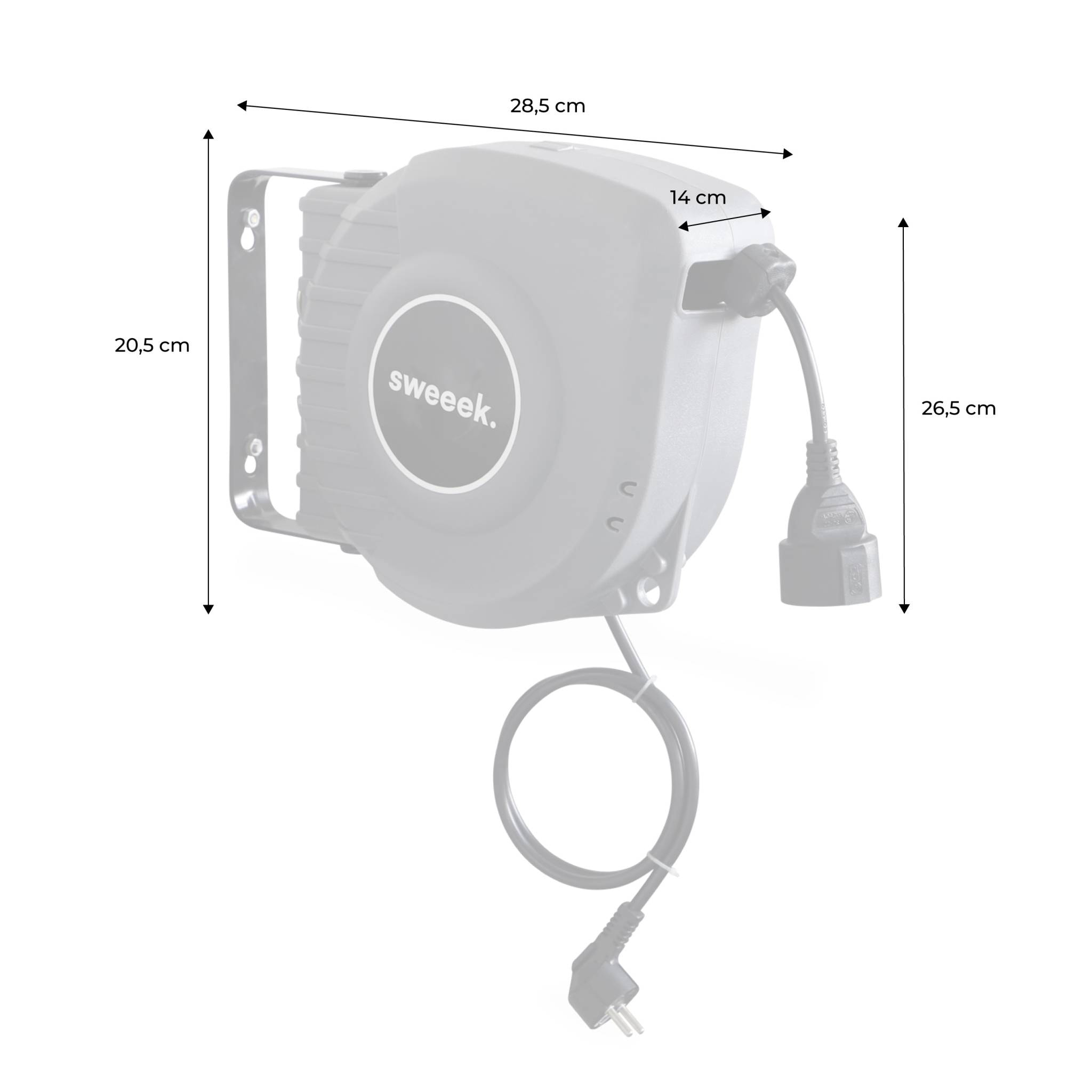 VOLTR - Rallonge électrique murale câble de 15m . enrouleur de jardin automatique avec sécurité thermique. 3200W