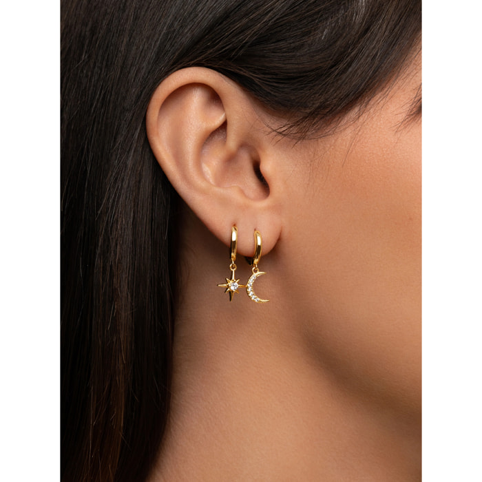 Pendientes Polar Moon Spark Baño Oro