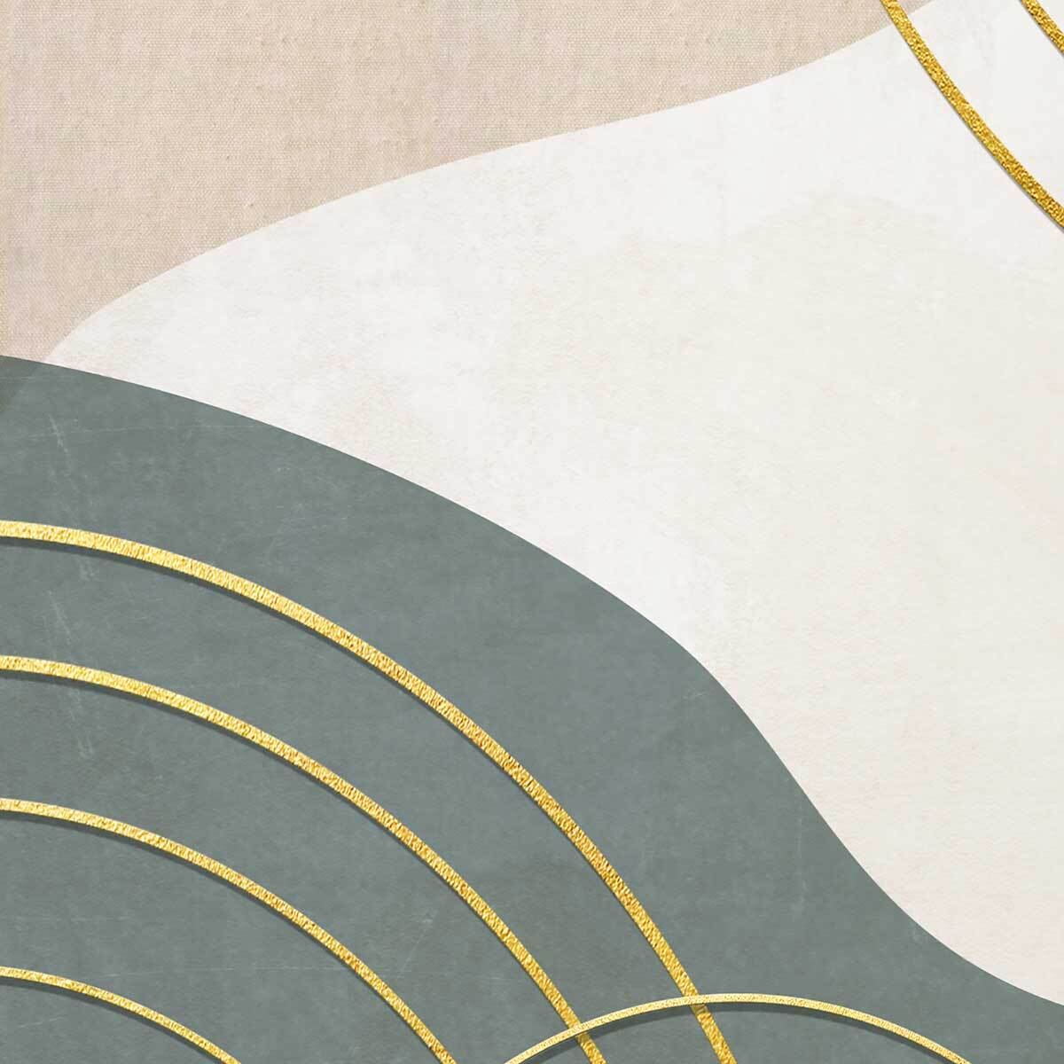 Tableau abstrait formes organiques dorées Toile imprimée