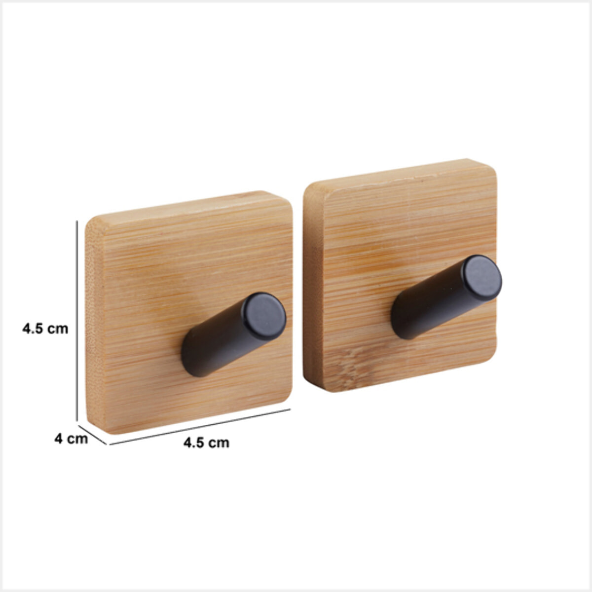 2 patères adhésives "Stiky" en métal et bamboo