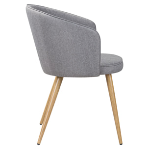Lot de 2 chaises en tissu gris clair et pieds en métal - Chiara