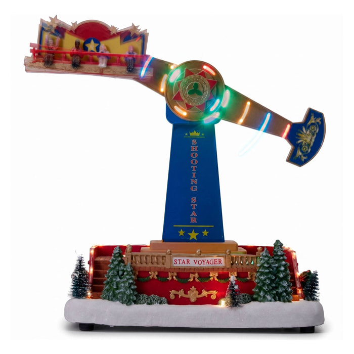 Decoración navideña led martillo meteorito con movimiento y música, funciona con pilas, figura iluminada para navidad 28,5x20x41cm