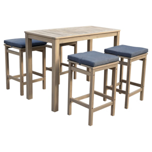 Mange debout ARUBA en acacia massif 4 places - coussins gris