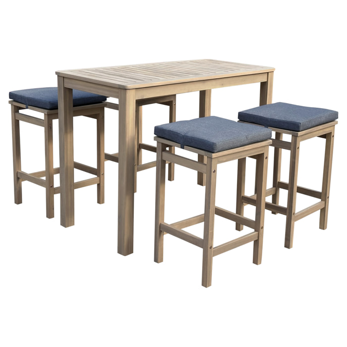 Mange debout ARUBA en acacia massif 4 places - coussins gris