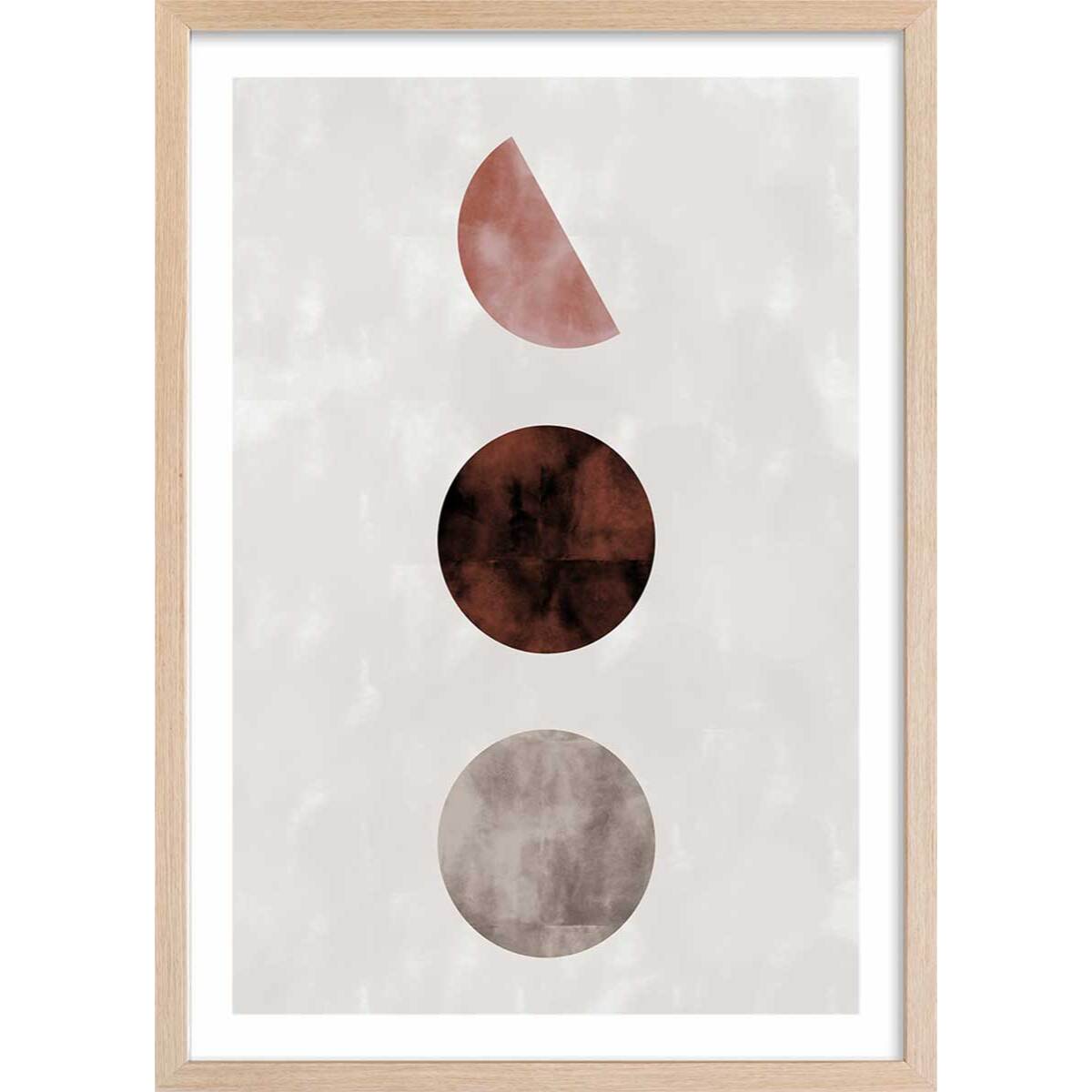 Affiche Lune pleine Affiche + cadre en bois - Chêne