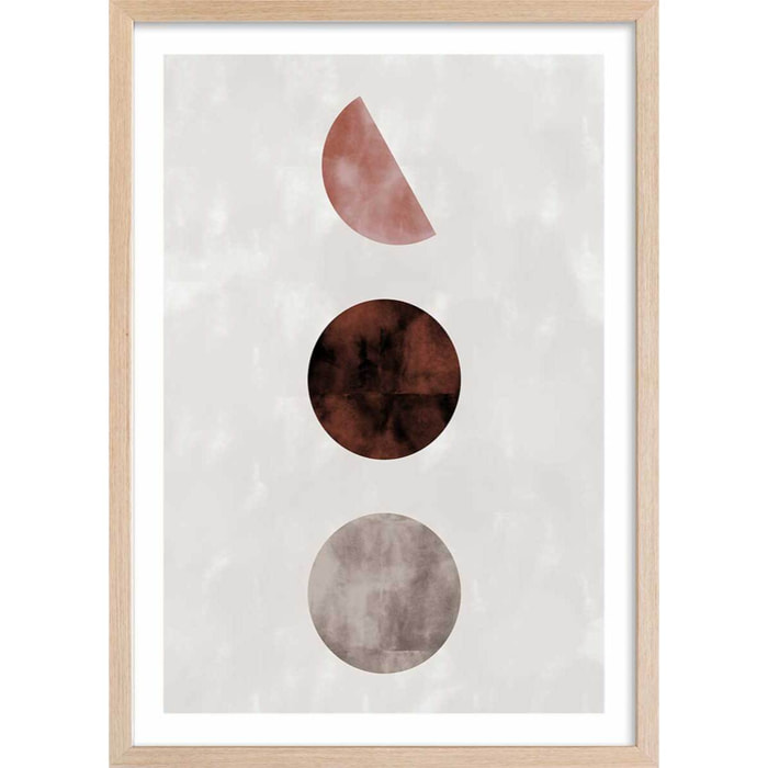 Affiche Lune pleine Affiche + cadre en bois - Chêne