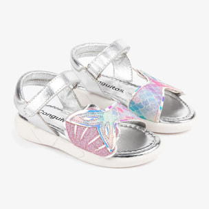 Sandalias de piel de sirena multicolor