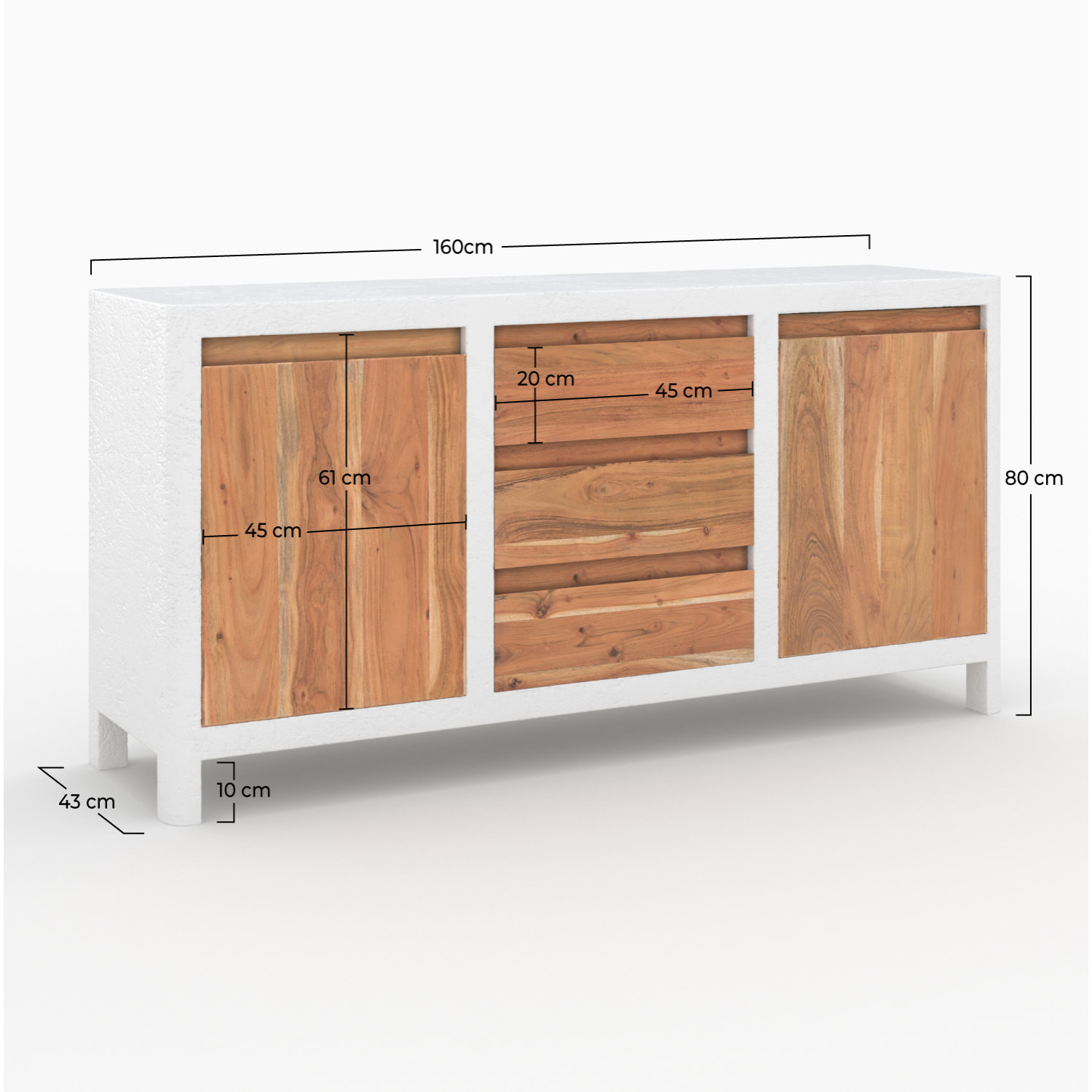 Buffet en béton blanc cassé et bois d'acacia - Tierra