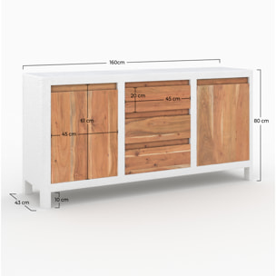 Buffet en béton blanc cassé et bois d'acacia - Tierra