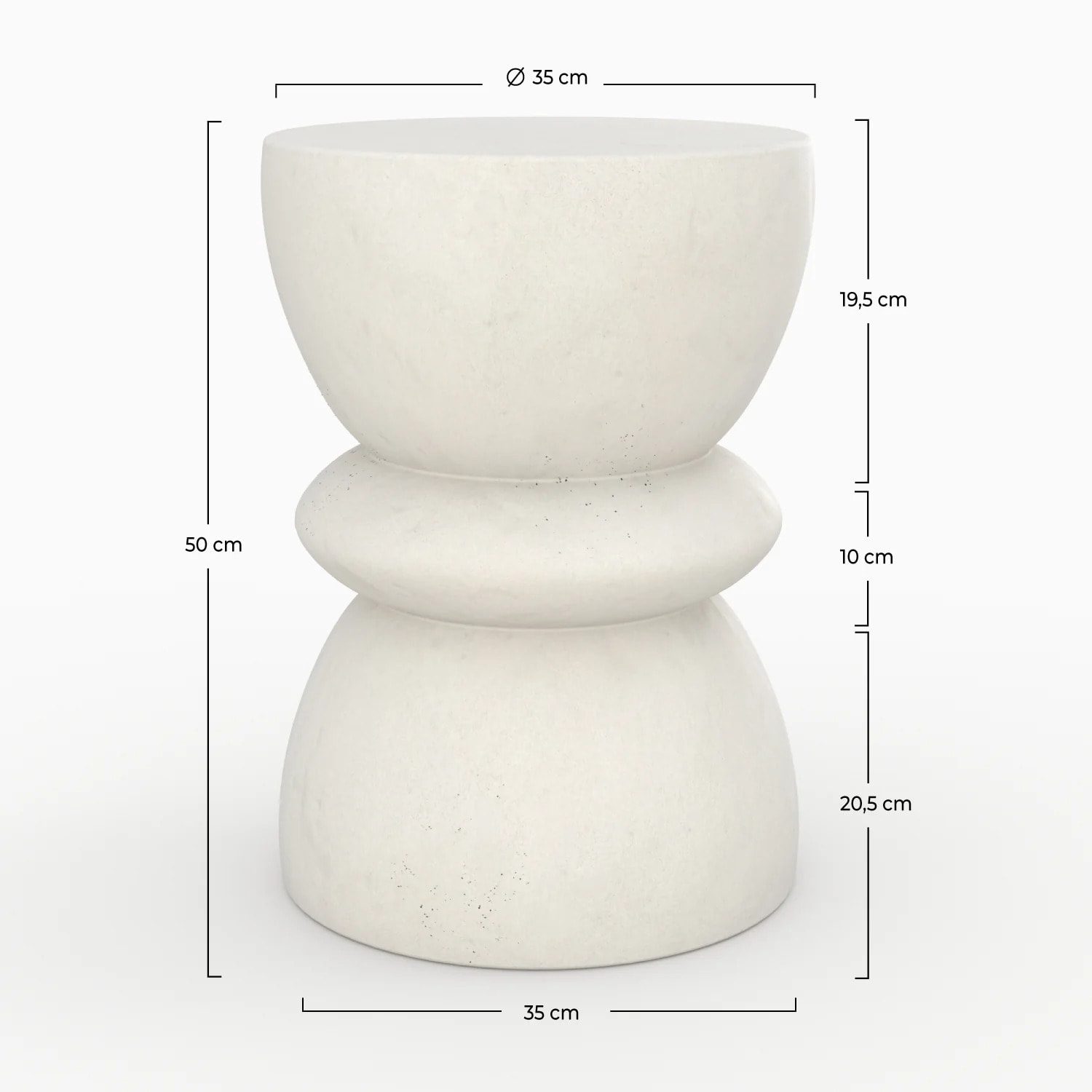Table d'appoint ronde en béton blanc D35 cm - Maupiti