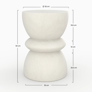 Table d'appoint ronde en béton blanc D35 cm - Maupiti
