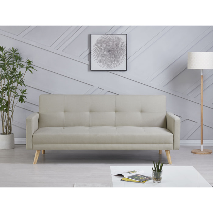 Canapé scandinave convertible 3 places en tissu beige VANSO