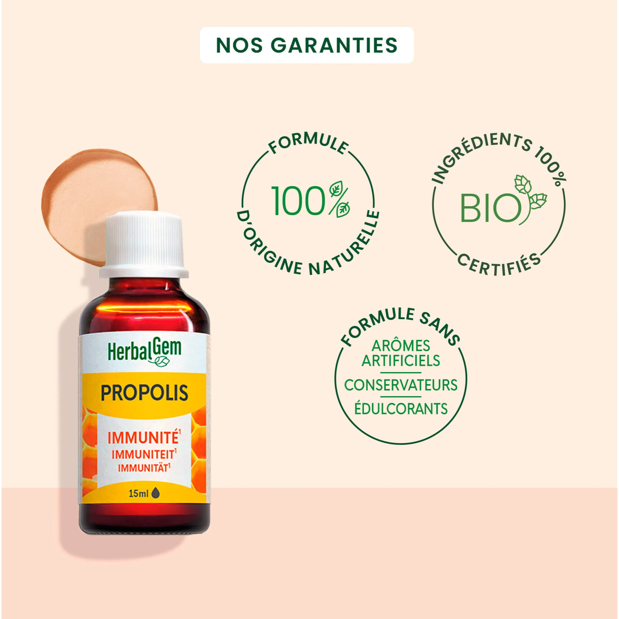 Herbalgem- Propolis Gouttes Immunité - Bio - 15 ml