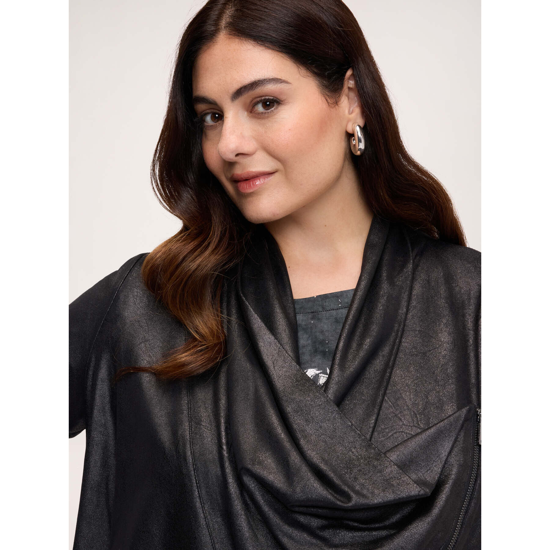 Fiorella Rubino - Giacca soft touch con collo a scialle - Nero