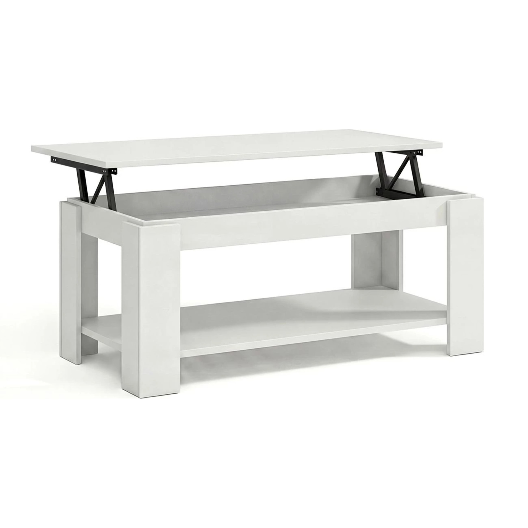 Mesa de centro elevable con almacenaje en blanco mate 102x43-54 cm Lya Blanco Artik (Blanco Mate)