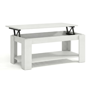 Mesa de centro elevable con almacenaje en blanco mate 102x43-54 cm Lya Blanco Artik (Blanco Mate)