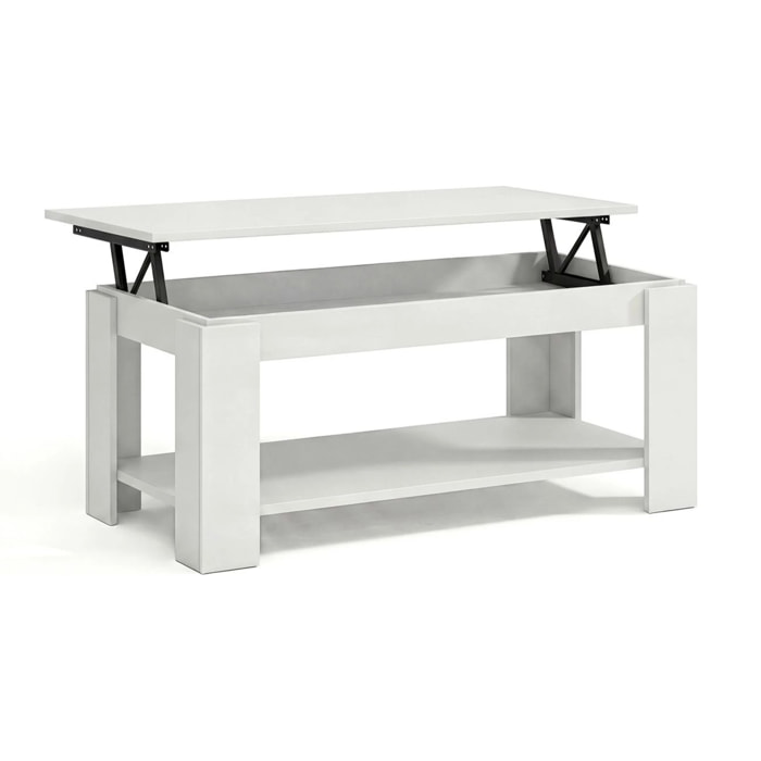 Mesa de centro elevable con almacenaje en blanco mate 102x43-54 cm Lya Blanco Artik (Blanco Mate)
