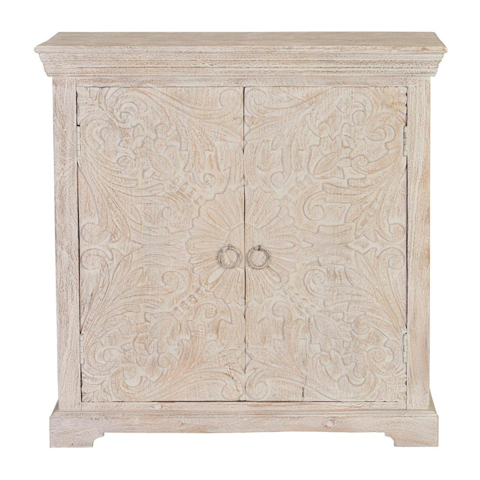 Cómoda de Madera de Mango 90 Cm Estilo Rústico Provenzal con Toque Étnico