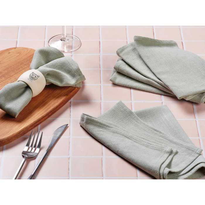 Serviette de table - 6 pièces - Lin et coton vert pâle