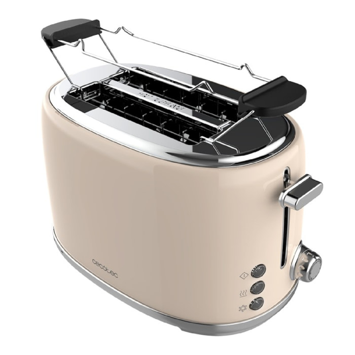 Cecotec Grille-pain vertical Toast&Taste 1000 Retro Double Beige