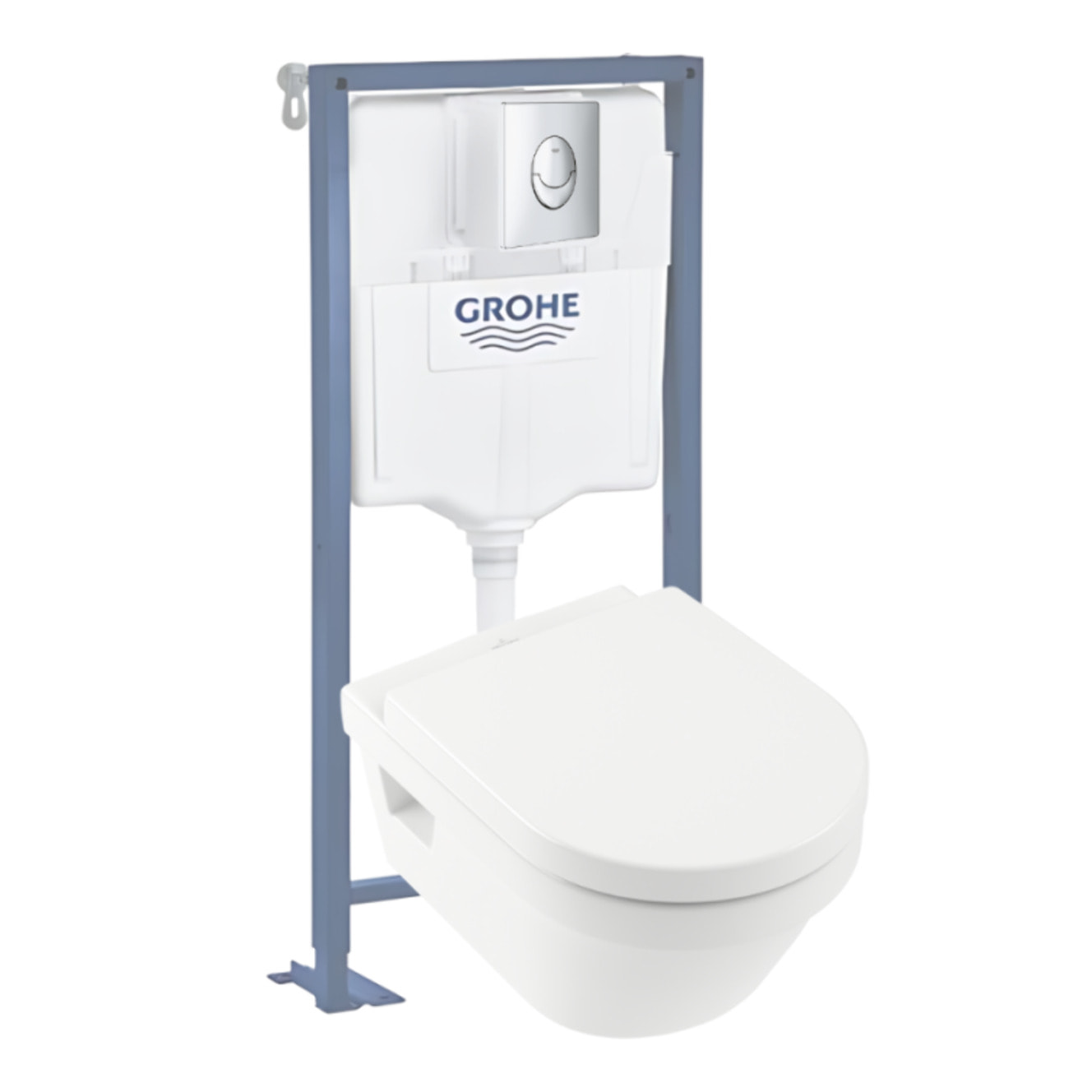 Pack WC suspendu sans bride Architectura Directflush+ abattant frein de chute + bâti-support GROHE Solido + plaque chromée