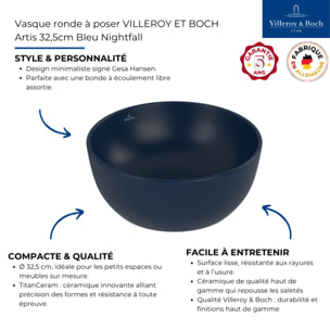 Vasque ronde à poser Artis 32,5cm Bleu Nightfall