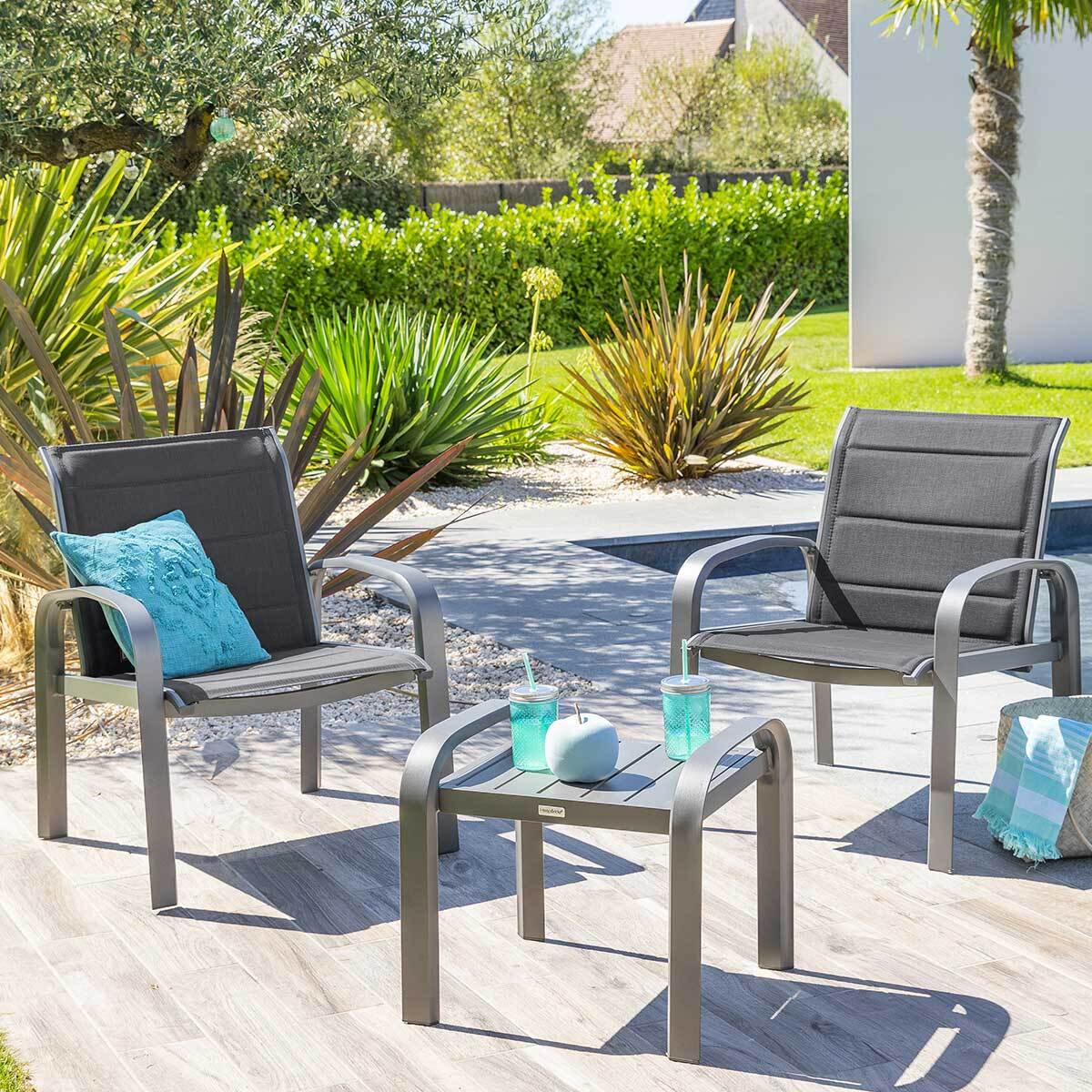 Salon de jardin duo Elyn Anthracite & Graphite