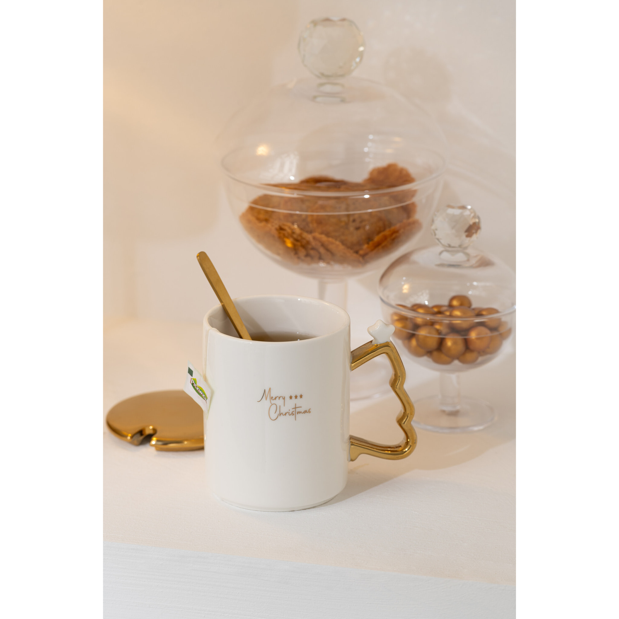 J-Line tasse Xmas - céramique - blanc/or - 3 pcs