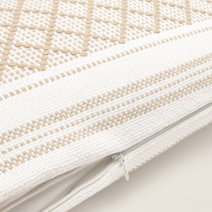 Funda de cojín tejido rombos con borlas Diami color marron beige Algodón y poliéster