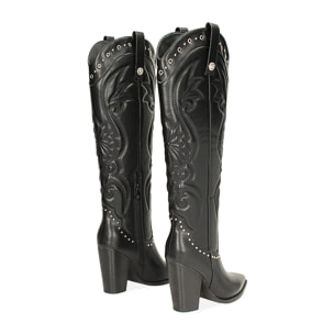 Stivali donna neri, tacco 9,5 cm