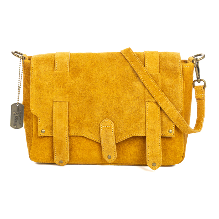 Aviatico bolso satchel mujer. Piel auténtica Gamuza.