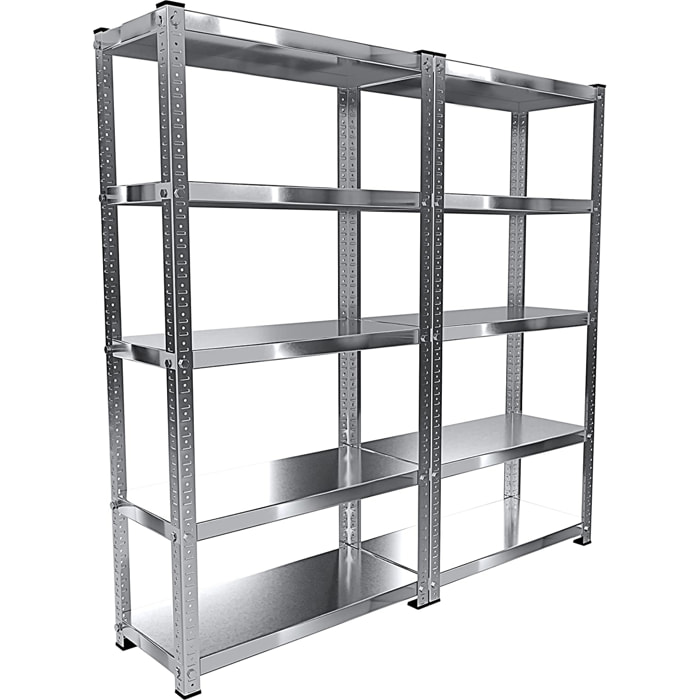 2 Scaffali In Metallo Scaffale Con 5 Ripiani Regolabili Ideale Per Garage Officina Cantina Capannone Magazzino Design Modulare 187 x 100 x 30 cm