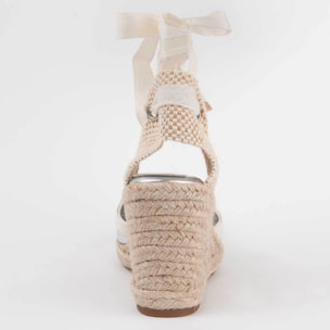 Alpargata De Cuña - Plateado - Altura: 7 Cm