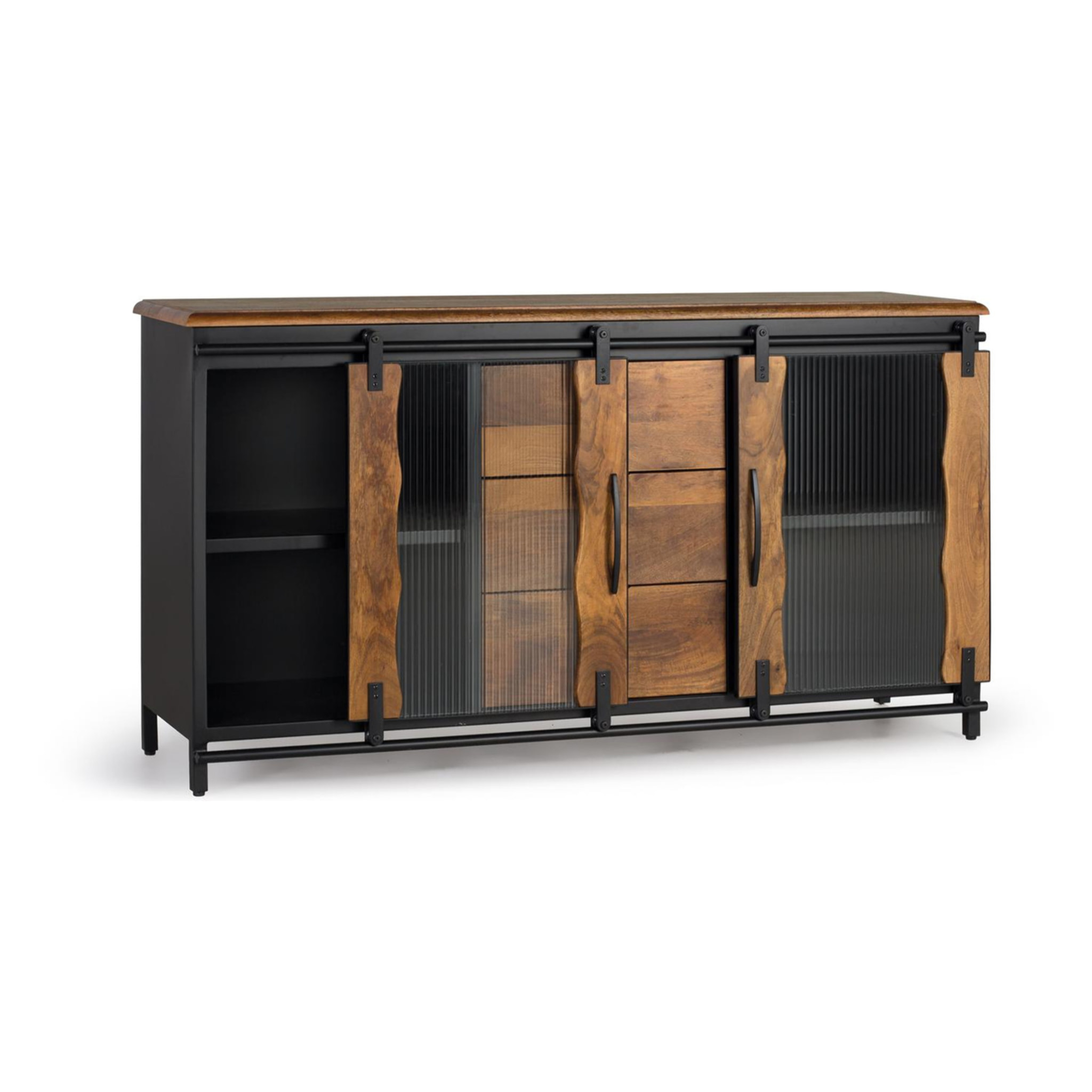 Aparador de Madera de Mango, Metal Estilo Industrial