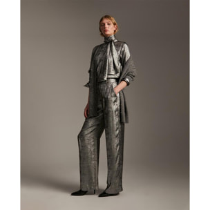 Camicia laminata con colletto a cravatta