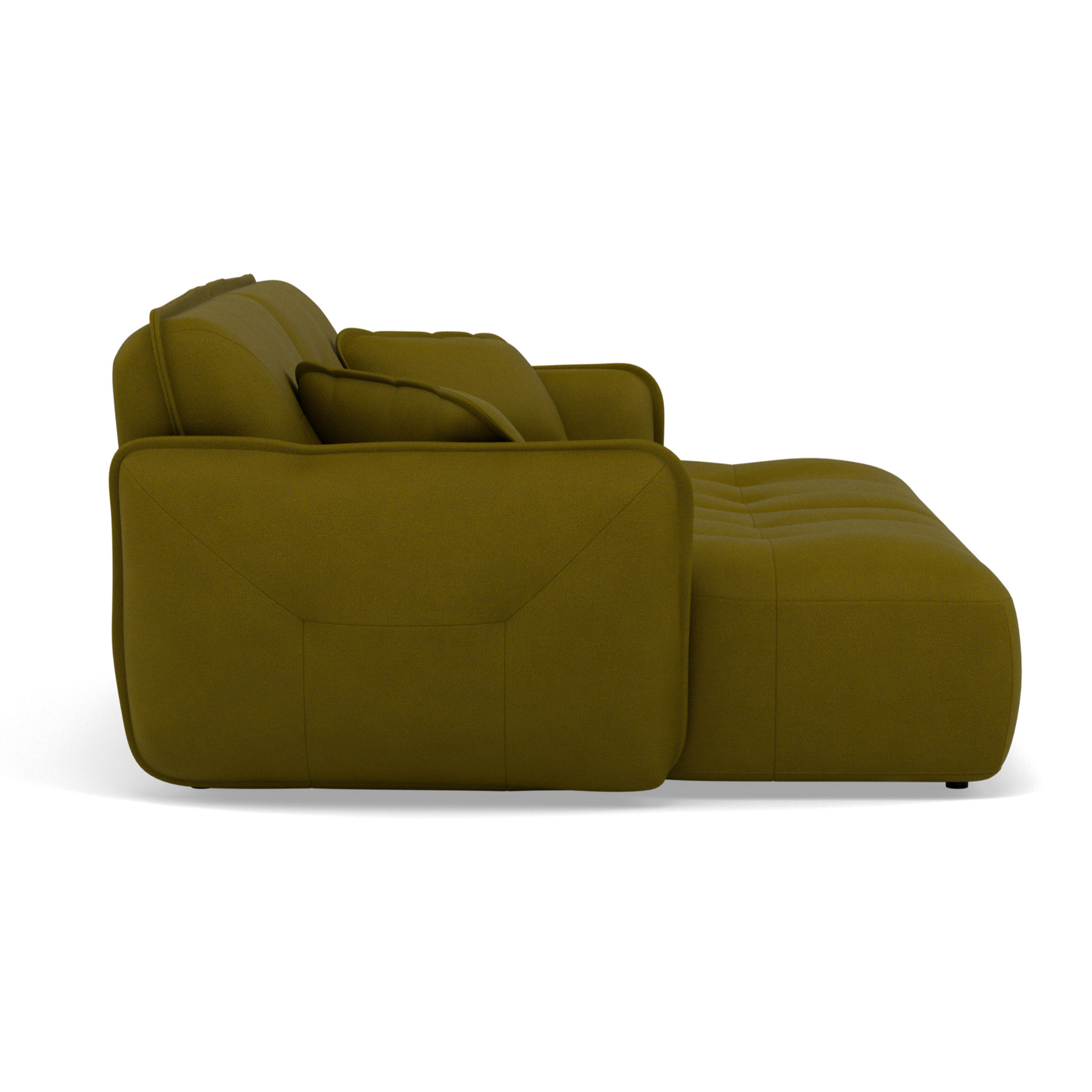 Thais - canapé droit 4 places avec double méridienne assise profonde en tissu texturé - Vert