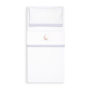 Triptico Minicuna Coralina Estampado Oso Luna Estrellas Bco/Gris